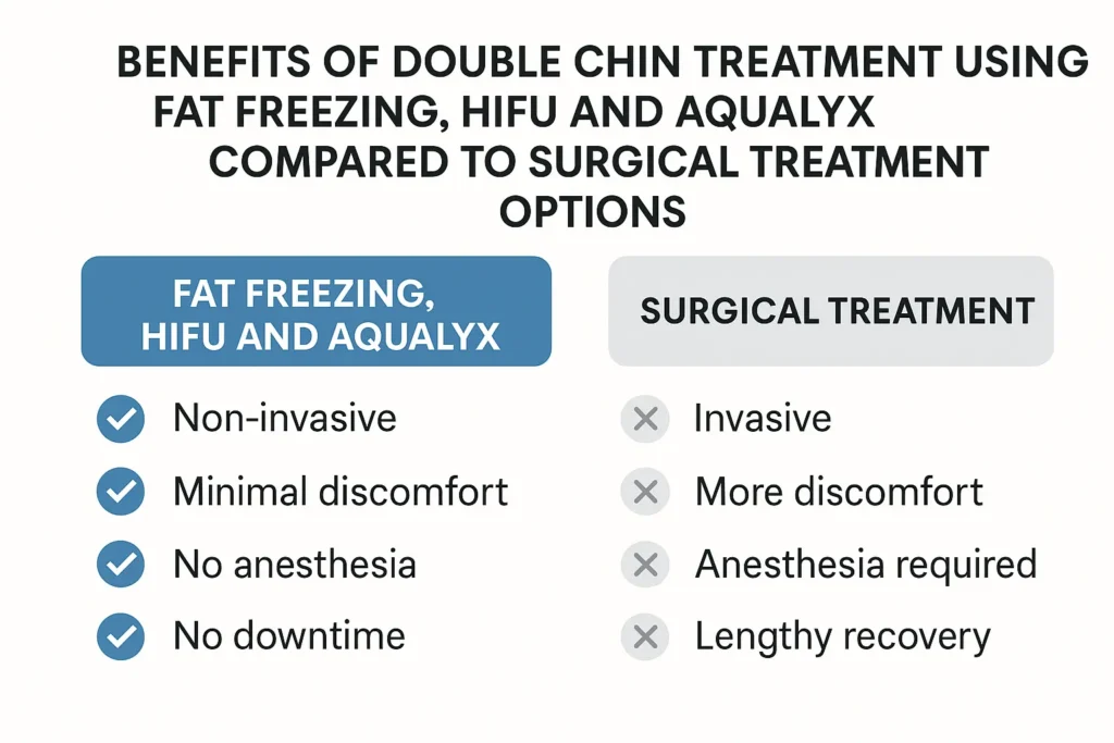 Graphic about the benefits of double chin treatment Sedgley - from LA LIPO