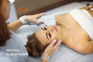 Woman having Hi-Fu to reduce wrinkles Sedgley.